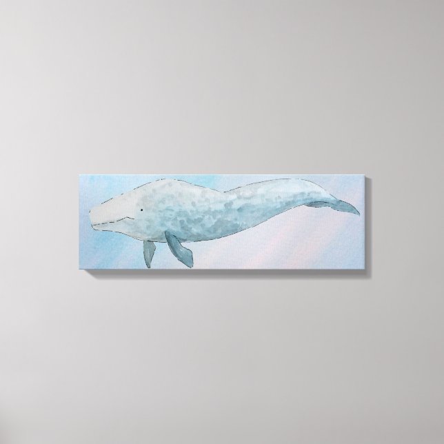 Artistic Animal Watercolor Blue Whale Canvas Print (Front)