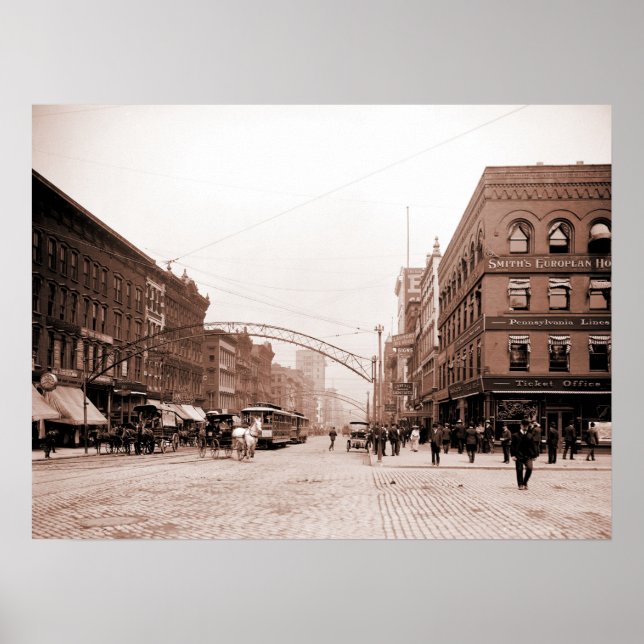 Artistic antique photo High Street Columbus OH Poster (Front)