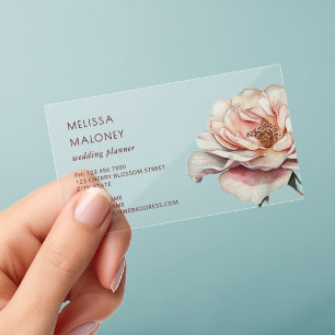 Artistic Apricot Rose Clear Business Cards