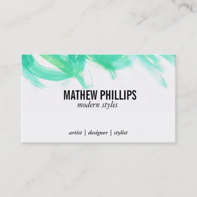Artistic | Aqua Blue Business Card (Front)