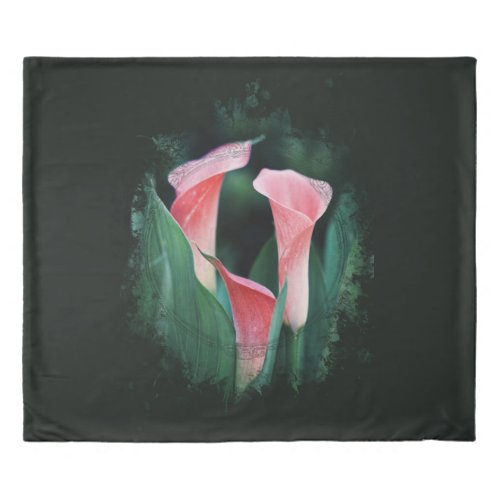  Artistic AR12 Floral Calla Lily Coral Green  Duvet Cover