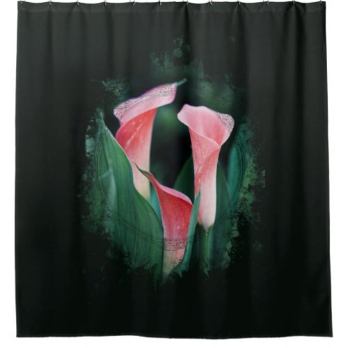  Artistic AR12 Floral Calla Lily Coral Green Shower Curtain