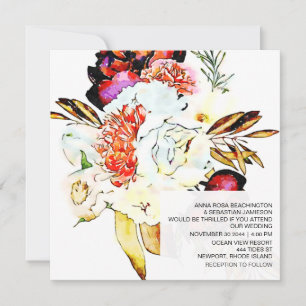 *~* Artistic AR15 QR RSVP Burgundy Floral WEDDING Invitation