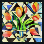Artistic Art Deco Style Tulips<br><div class="desc">Artistic Art Deco Style Tulips is a geometric style painting of red spring flowers on a blue background. A dramatic and flamboyant design for birthdays, anniversaries, and national tulip day: for gardeners, florists, and tulip lovers. Tulips are ideal for the 11th wedding anniversary, July birthdays, national tulip day, and Mother's...</div>