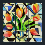 Artistic Art Deco Style Tulips<br><div class="desc">Artistic Art Deco Style Tulips is a geometric style painting of red spring flowers on a blue background. A dramatic and flamboyant design for birthdays, anniversaries, and national tulip day: for gardeners, florists, and tulip lovers. Tulips are ideal for the 11th wedding anniversary, July birthdays, national tulip day, and Mother's...</div>