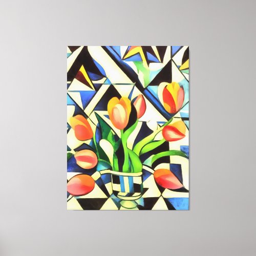 Artistic Art Deco Style Tulips Canvas Print