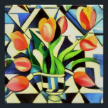 Artistic Art Deco Style Tulips Poster<br><div class="desc">Artistic Art Deco Style Tulips is a geometric style painting of red spring flowers on a blue background. A dramatic and flamboyant design for birthdays, anniversaries, and national tulip day: for gardeners, florists, and tulip lovers. Tulips are ideal for the 11th wedding anniversary, July birthdays, national tulip day, and Mother's...</div>