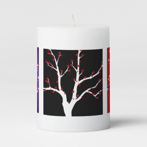 Artistic Art Gallery Design Winter Trees Christmas Pillar Candle