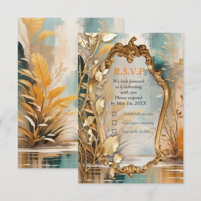 Artistic Asian Oriental  Sceneries RSVP Card (Front/Back)
