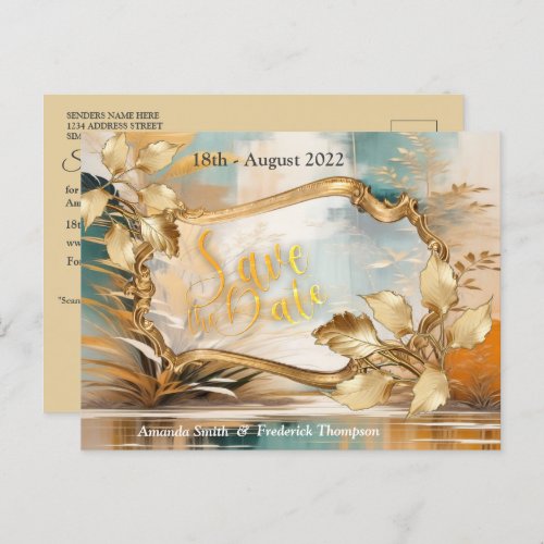 Artistic Asian Oriental Waves  Sceneries Announcement Postcard