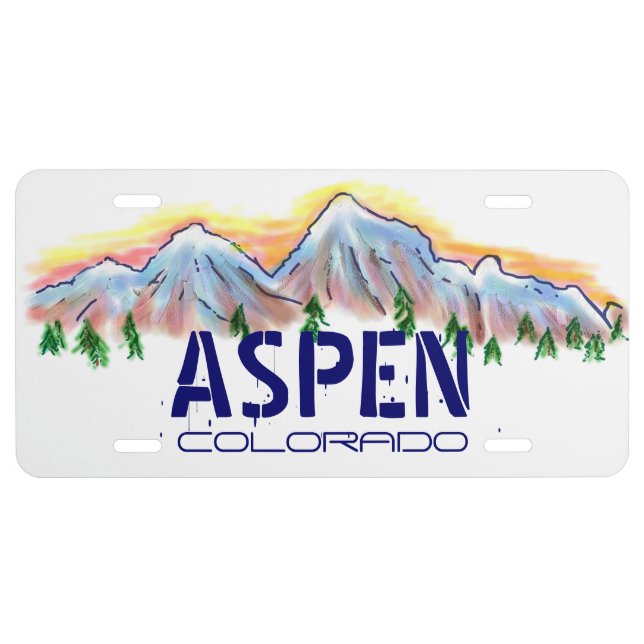 Artistic Aspen Colorado license plate cover (Front)