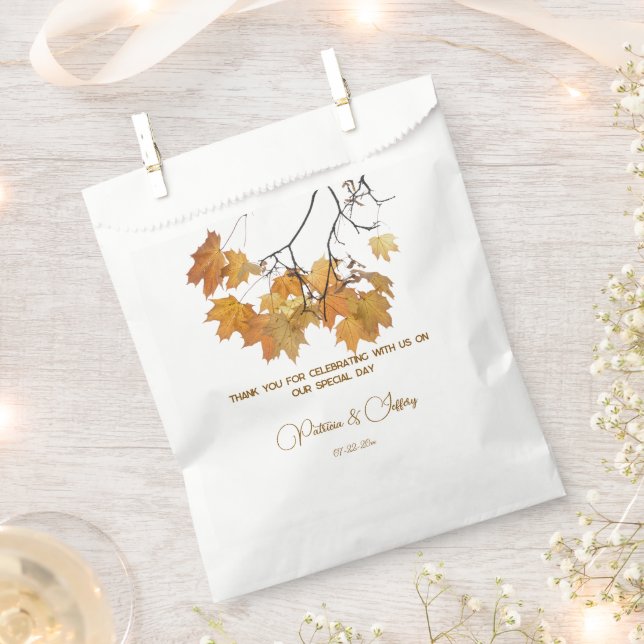 Artistic Autumn Fall Leaves Wedding  Favor Bag (Clipped)