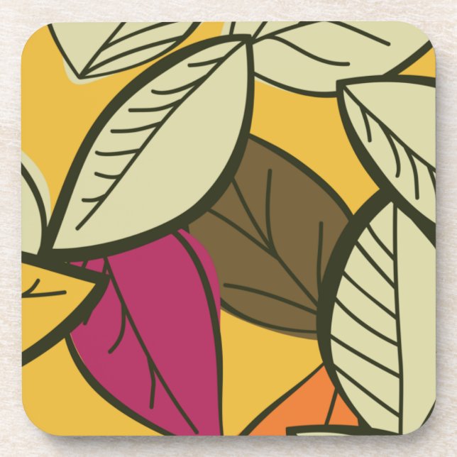 Artistic Autumn Leaves Beverage Coaster (Front)