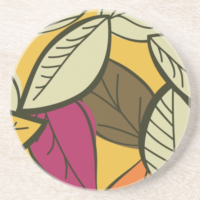 Artistic Autumn Leaves Drink Coaster (Front)