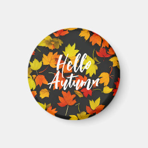 Artistic Autumn Leaves Pattern Magnet
