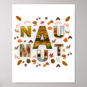 Artistic Autumn Leaves Typography Photo Collage  Poster