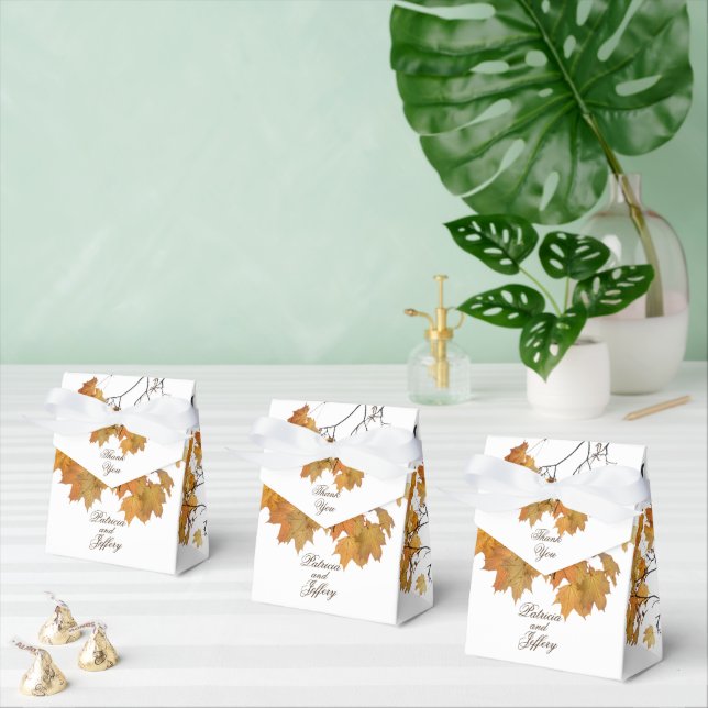 Artistic Autumn Leaves Wedding Favor Box (Multiple)