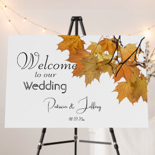 Artistic Autumn Leaves Wedding Foam Board