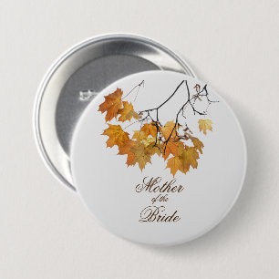 Artistic Autumn Leaves Wedding Mother of the Bride Button