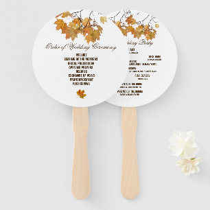 Artistic Autumn Leaves Wedding Program Hand Fan
