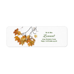 Artistic Autumn Leaves Wedding Return Address Labe Label