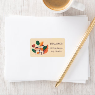 Artistic Autumn Piano Custom Return Address Labels