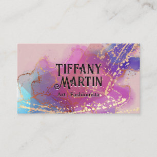 Artistic Background Watercolor Gold Spatter Business Card