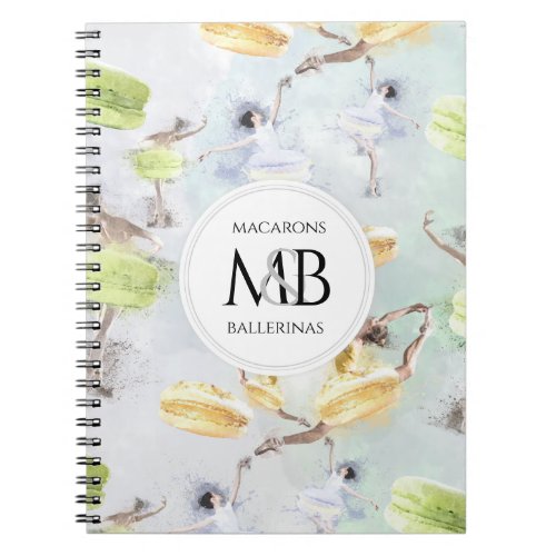 Artistic Ballerinas and Macarons Pastel Watercolor Notebook