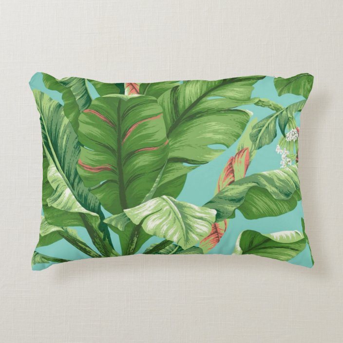 Artistic Banana Leaf Flower Hand Painting Decorative Pillow