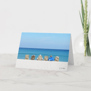 Artistic Beach Scene, Family Relaxing, Blank Card