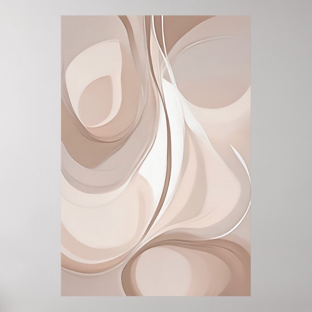 Artistic Beige Abstract Art Poster (Front)