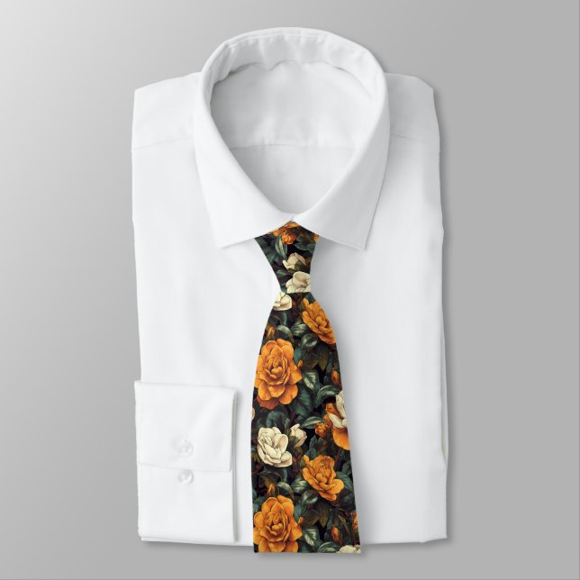 Artistic Best Man Gardenias Neck Tie (Tied)