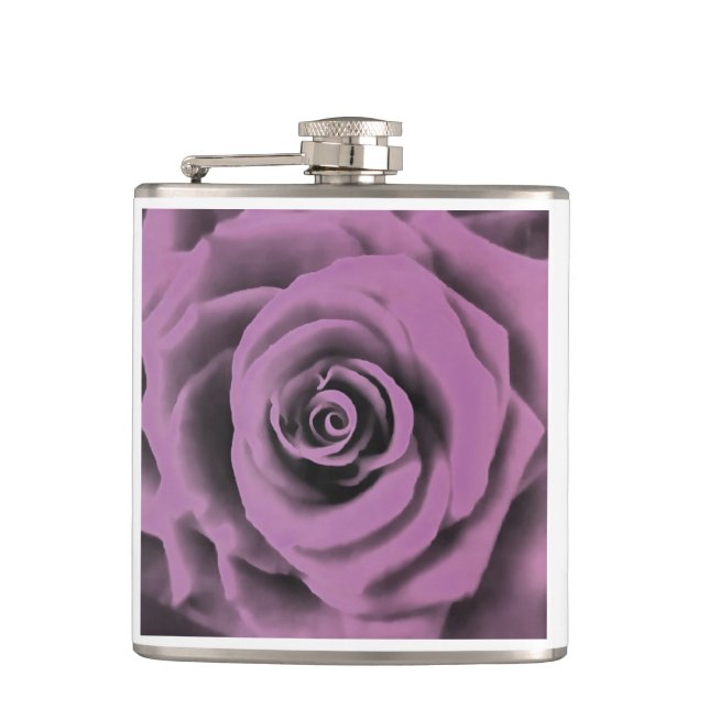 Artistic Big Dark Lavender Rose Flask (Front)