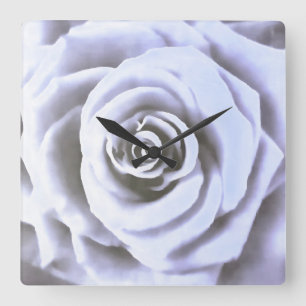Artistic Big Pale Blue Rose Square Wall Clock