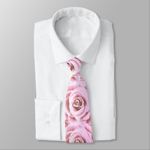 Artistic Big Pale Pink Rose Neck Tie