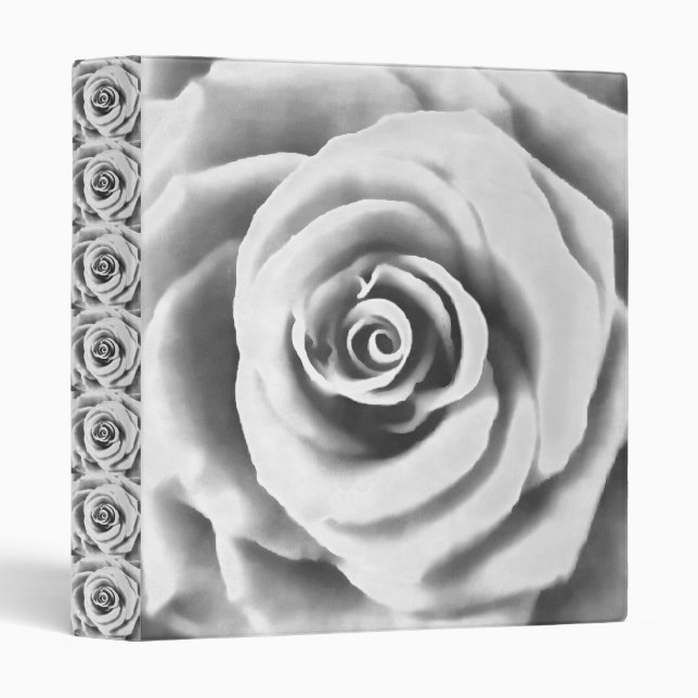 Artistic Big White Rose 3 Ring Binder (Front/Spine)