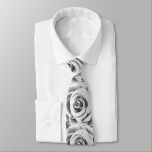 Artistic Big White Rose Neck Tie