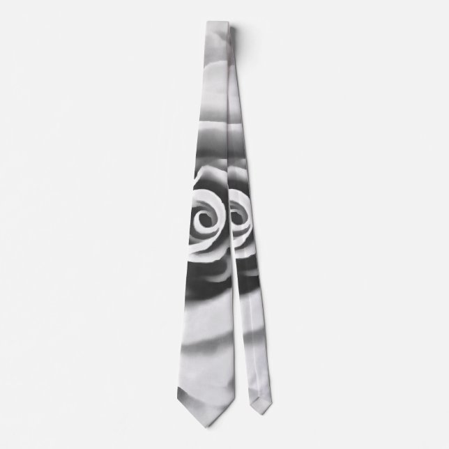 Artistic Big White Rose Neck Tie (Front)