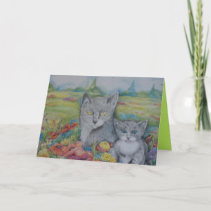 Artistic birthday card with cats and text
