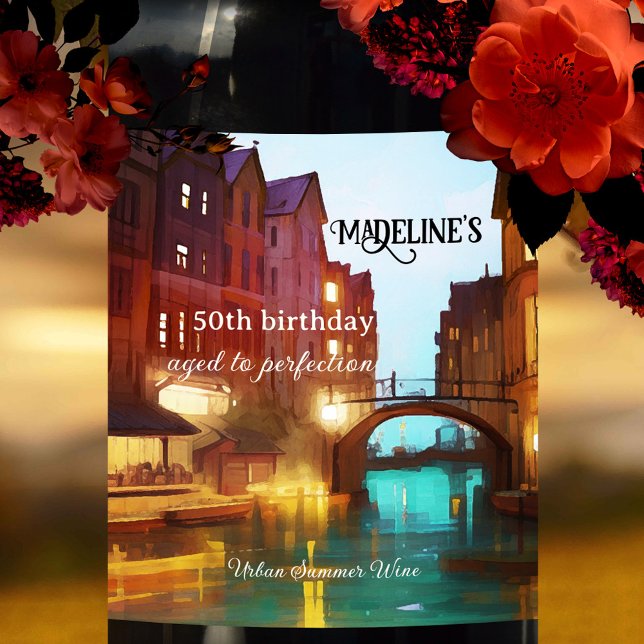 Artistic Birthday Urban Summer Wine Label (Creator Uploaded)