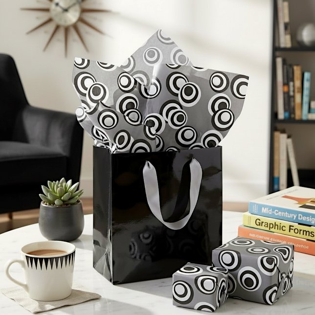 Artistic Black And White Circles Dots Pattern Tissue Paper (Creator Uploaded)