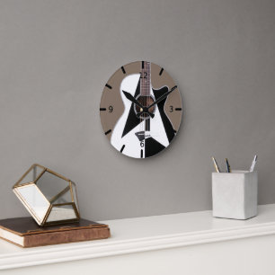 Artistic Black and White Dean Guitar Round Clock