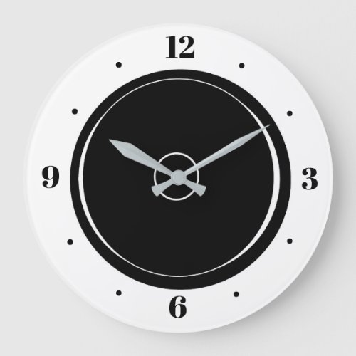 Artistic  Black and White Simplistic Large Clock