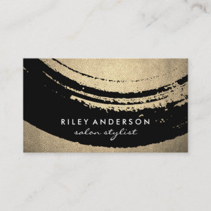 Artistic Black Gold Brushed Leather Business Card
