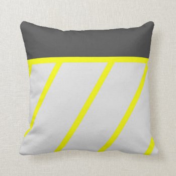 Artistic Black Neon Yellow Modern Stripes Throw Pillow by pink_water at Zazzle
