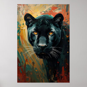 Artistic Black Panther – Vibrant Oil Painting Poster