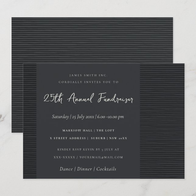 ARTISTIC BLACK SKETCH STRIPED LINE CORPORATE EVENT INVITATION (Front/Back)