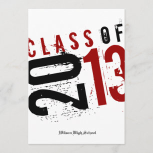 Artistic Black, White and Red Class of 2013 Invitation