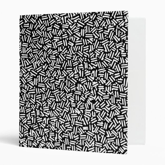 Artistic black white brushstrokes confetti pattern binder (Front/Inside)