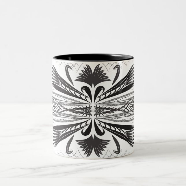 Artistic black white Coffee Mugs (Center)